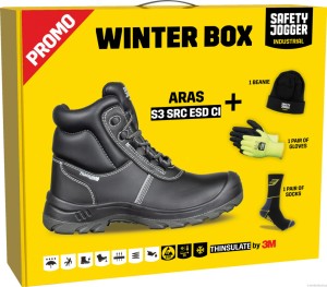 WINTERBOX Trzewiki ochronne ocieplane Aras S3 Safety Jogger + CZAPKA+ RĘKAWICE + SKARPETY - 45