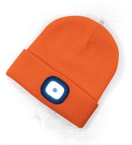 Czapka zimowa z latarką LED - pomarańczowy HiVis