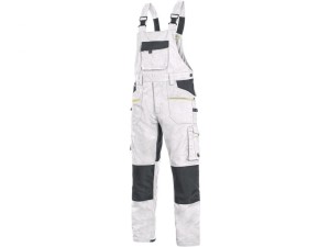 Spodnie ogrodniczki CXS STRETCH męskie - biały-szary - 52