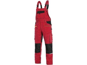 Spodnie ogrodniczki CXS STRETCH męskie - czerwony-czarny - 56