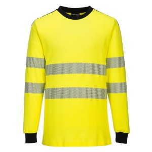 T-shirt ostrzegawczy trudnopalny FR701 WX3 - żółty-czarny - L