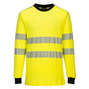 T-shirt ostrzegawczy trudnopalny FR701 WX3 - żółty-czarny - XXL
