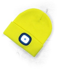 Czapka zimowa z latarką LED - żółta HiVis