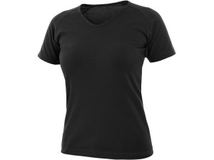Koszulka ELLA damska V dekolt krótki rękaw - czarny - 2XL