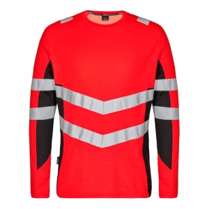 Koszulka ostrzegawcza długi rękaw ENGEL Safety t-shirt  - czerwony/czarny - 3XL