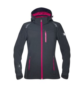 Kurtka softshell FLORET damska - czarno-różowy - L