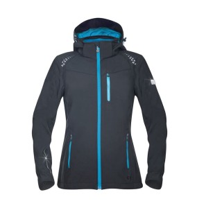Kurtka softshell FLORET damska - czarno-turkusowy - XL