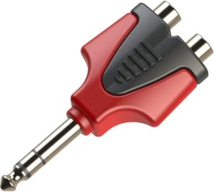 Roxtone RPAN330 przejściówka 2x RCA gniazdo 1x duży jack wtyk