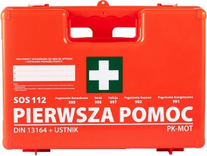 Przenośna apteczka zakładowa TYP K-10 AZP10 z wieszakiem na ścianę