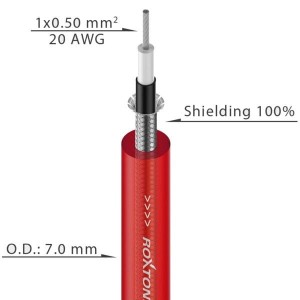 Roxtone TGJJ110L5 TGN kabel gitarowy kątowy 5m zielony